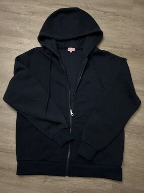 Women's Dark Blue Zip-Up Hoodie Sweatshirt - Unbranded